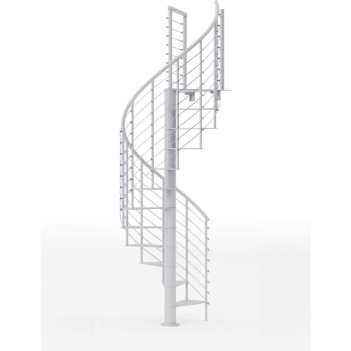 Global Industrial™ Hayden 42"H Platform Rail Spiral Stair Kit, 42"Dia, 15'H, Steel Treads, Wht