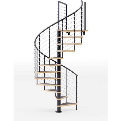 Global Industrial™ Hayden 42"H Platform Rail Spiral Stair Kit, 60"Dia, 15-3/4'H, Alum. Rail