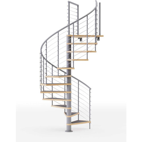 Global Industrial™ Hayden 42"H Platform Rail Spiral Stair Kit, 60"Dia, 11-3/4'H, Gry