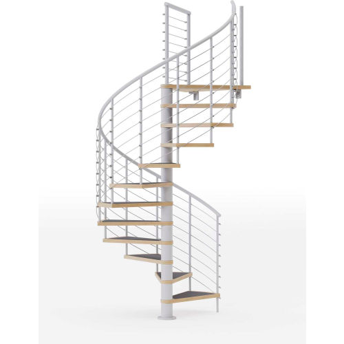 Global Industrial™ Hayden 36"H Platform Rail Spiral Stair Kit,60"Dia, 12'H, Anti-Slip Tape, Wht