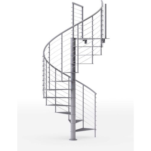 Global Industrial™ Hayden 42"H Platform Rail Spiral Stair Kit,60"Dia, 11-3/4'H, 2700Lb Cap, Gry