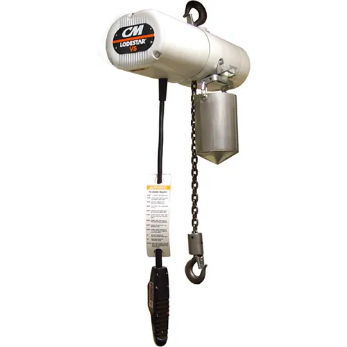 CM Cyclone Hand Chain Hoist on Low Headroom Geared Trolley, 5 Ton, 10 Ft.  Lift