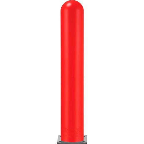 Global Industrial&#8482; Smooth Bollard Post Sleeve, 8&quot; HDPE Dome Top, Red