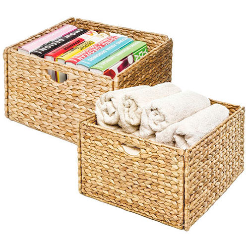 Woven Hyacinth Storage Cube Basket - 2-Pack - Light Brown - Pkg Qty 2