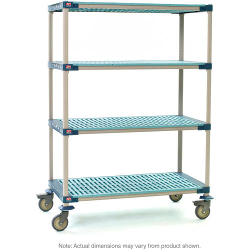 Metromax 4 Four Tier Stem Caster Cart w/Open Grid Shelves, 36&quot;L x 24&quot;W x 67-1/2&quot;H, Blue