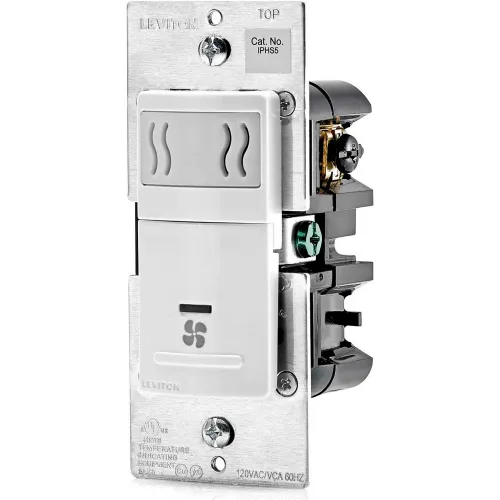 Leviton Humidity Sensor and Fan Control IPHS51LW, 120VAC, 60Hz, Single