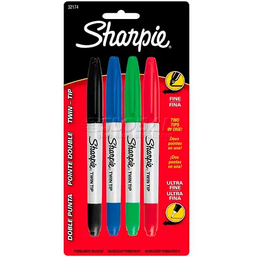 Sharpie Twin Tip Permant Makers, Assorted Colors/Points - 4/Set 