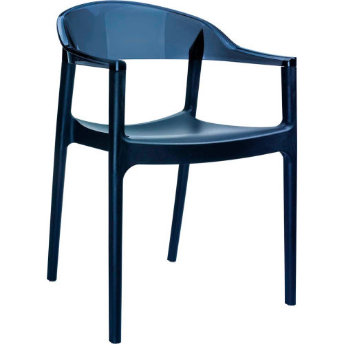 Siesta Carmen Modern Dining Chair, Black with Transparent Black Back