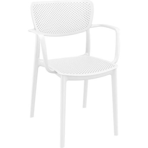 Siesta Loft Resin Outdoor Dining Arm Chair, White Pkg Qty 2