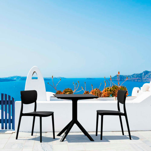 Siesta Lucy 3 Piece Outdoor Bistro Set, 23-5/8"W x 29-1/2"H Table, Black