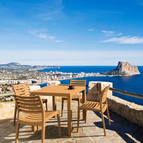 Siesta Ares 5 Piece Outdoor Dining Set, 31-1/2"W x 29"H Table, Teak Brown