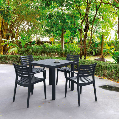 Siesta Artemis 5 Piece Outdoor Dining Set, 31-1/2"W x 29"H Table, Dark Gray