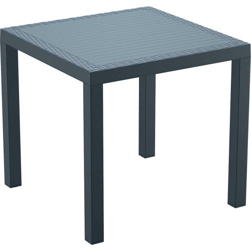 Siesta Orlando Wickerlook 31" Square Resin Dining Table, Dark Gray