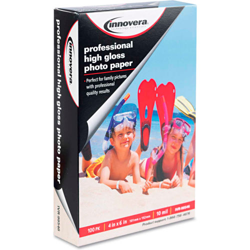 Innovera&#174; High-Gloss Photo Paper 99546, 4&quot; x 6&quot;, White, 100/Pack