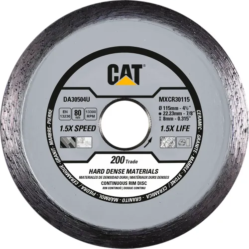 Cat? Genuine OEM 4.5-inch Continuous Rim Diamond Saw Blade for Hard Dense Materials and Tile, 200 Trade - DA30504U