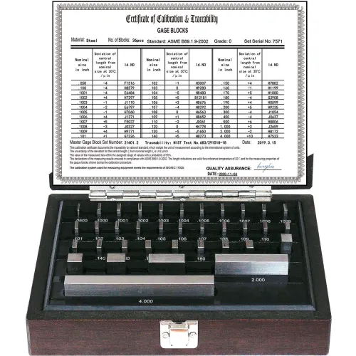 iGAGING® Gage Block Set, Grade 0, NIST Certified, 36 Pieces