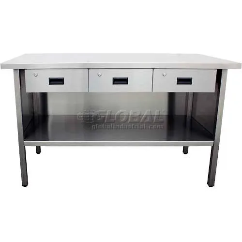 Jamco 430 Stainless Steel Table, 72 x 30", 3 Drawers