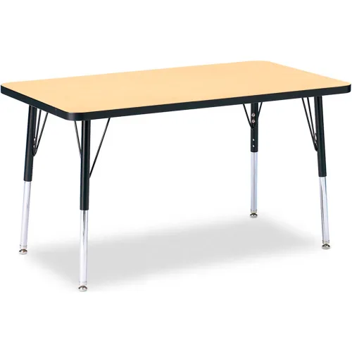 Jonti-Craft Berries 6478JCA011 Rectangle Activity Table, A-Height (24"-31" Adjustable Height), 24" x 36", Maple/Black/Black