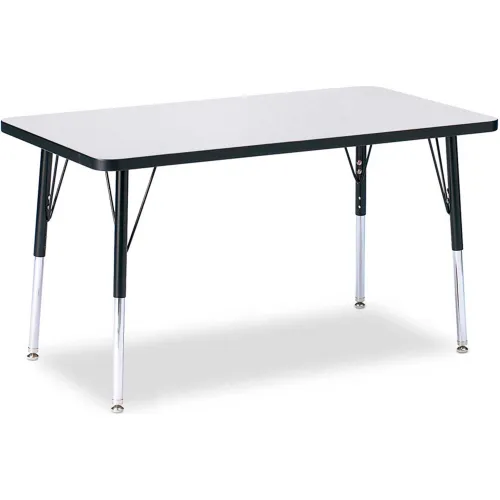 Jonti-Craft Berries 6478JCA180 Rectangle Activity Table, A-Height (24"-31" Adjustable Height), 24" x 36", Gray/Black/Black