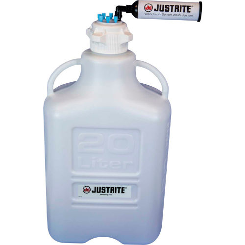 Justrite 12803 VaporTrap&#8482; Carboy With Filter Kit, HDPE, 20-Liter, 6 Ports