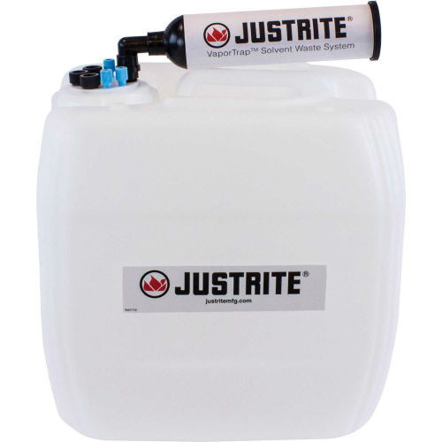 Justrite 12842 VaporTrap&#8482; UN/DOT Carboy With Filter Kit, HDPE, 13.5-Liter, 7 Ports