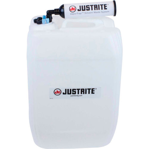 Justrite 12843 VaporTrap&#8482; UN/DOT Carboy With Filter Kit, HDPE, 20-Liter, 7 Ports