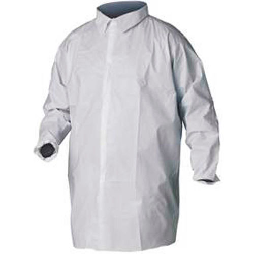 KeyGuard&#174; Lab Coat, No Pockets, Elastic Wrists, Snap Front, Single Collar, White, 2XL, 30/Case