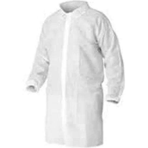 HD Polypropylene Lab Coat, No Pockets, Elastic Wrists, Snap Front, Single Collar, White, 4XL, 30/CS