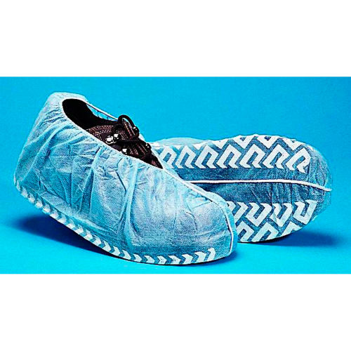 Polypropylene Non-Skid Shoe Covers, Blue with White Tread, LG, 300/Case