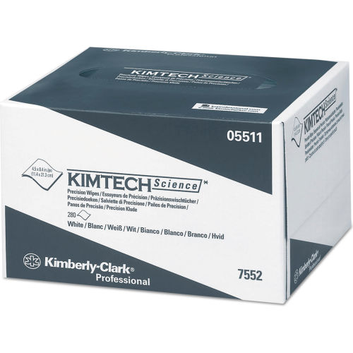 Kimtech Precision Wipers, POP-UP Box, 1-Ply, 4-2/5" x 8-2/5", White, 280 Wipes/Box, 60 Boxes/Case
