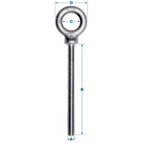 Ken Forging K2023-4-SS - 304 Stainless Eyebolt - Shoulder Pattern - 3/8-16 - 4" Shank - Made In USA