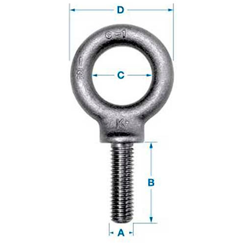 Ken Forging K2028-UNF - Carbon Eyebolt - Shoulder Pattern - 3/4-16 - 2" Shank - Made In USA