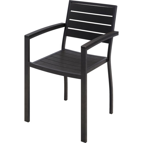 KFI Eveleen Outdoor Arm Chair, 33-3/4&quot;H, Black, Aluminum
