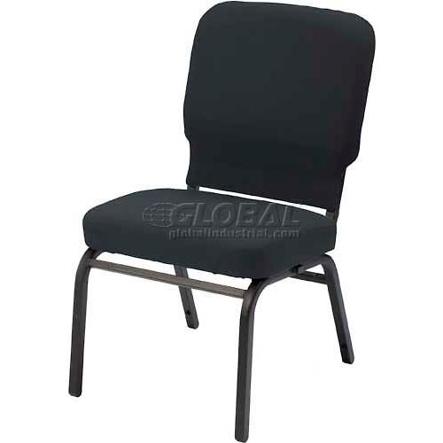 KFI Oversized Church Chair - Armless - Stacking - Black Vinyl Black Frame