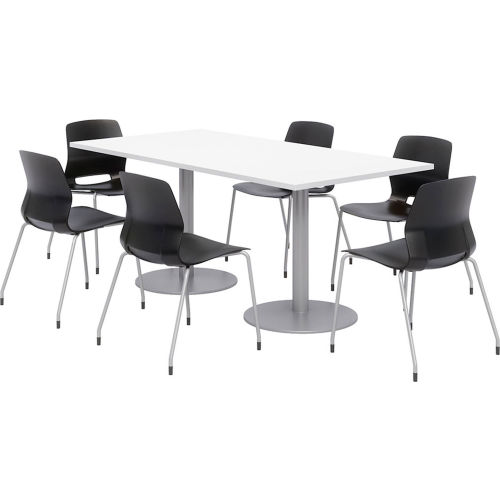 KFI Rectangular Table & Chair Set - 72"L x 36"W - Designer White Table with Black Chairs