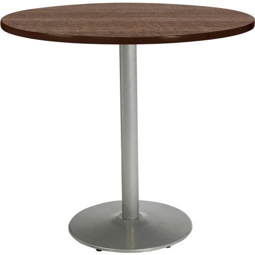 KFI 48&quot; Round Counter Height Restaurant Table, Teak Table/Silver Base