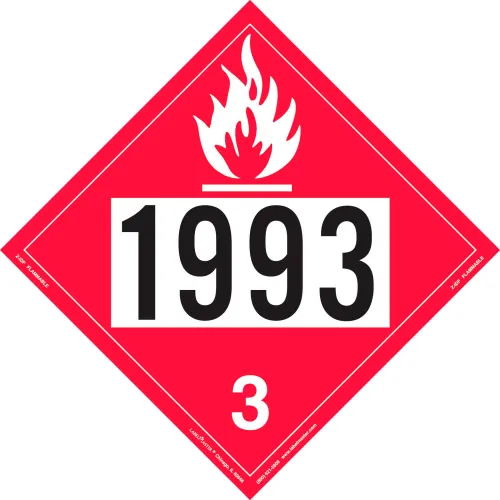 バスマーク LabelMaster®ZEZ21263 Flammable Liquid Placard, UN 1263, Removable