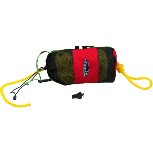 Kemp USA Red Throw Bag With 100' Yellow Rope With Kemp Bengal Safety Whistle