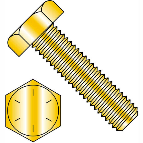 1/420X4 Hex Tap Bolt Grade 8 Fully Threaded Zinc Yellow, Pkg of 450