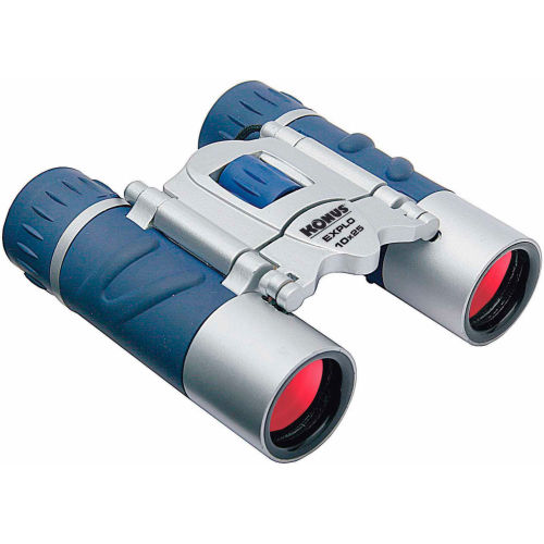 Konus 2024 Explo 10x25mm Binoculars, Central Focus, Ruby Coating, Blue/Silver