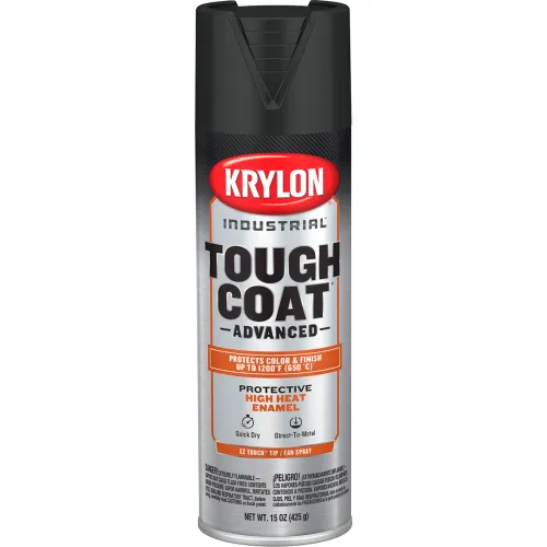 Krylon® Tough Coat Advance Spray Paint w/ Rust Barrier Technology, 20 oz,  Flat High Heat Black - Pkg Qty 6