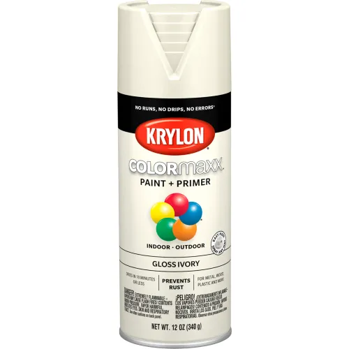 Krylon® Colormaxx™ Paint & Primer, 12 oz., Gloss Ivory - Pkg Qty 6