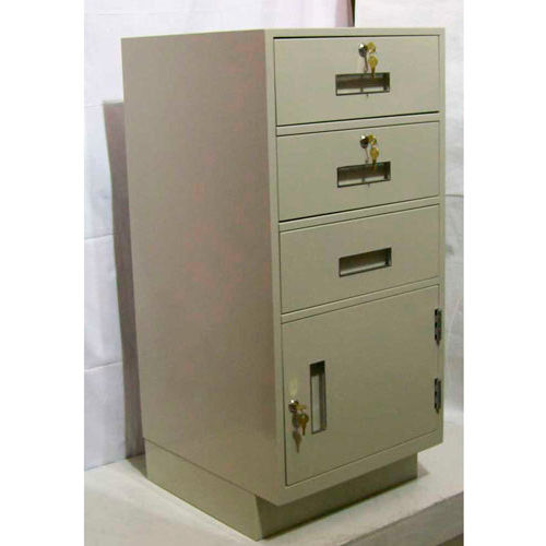 Fenco Teller Pedestal Cabinet 216L-I - 3 Drawers Left Hinged Door 18&quot;W x 19&quot;D x 38-1/2&quot;H Gray