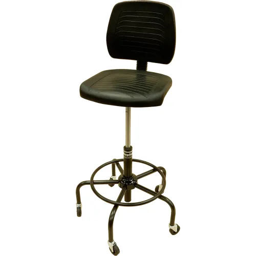 ShopSol Workbench Chair with Reverse Braking Casters Polyurethane Black