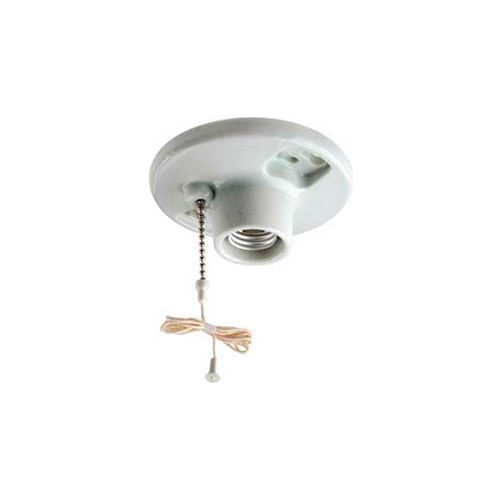 Leviton 2981600C Ceiling Lampholder with Pull chain, 660W125V, White