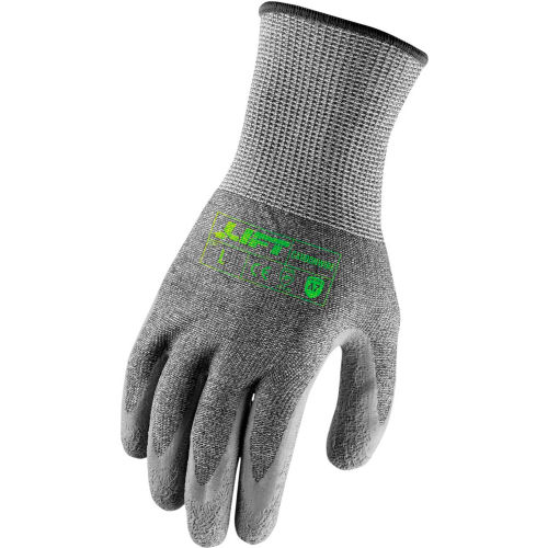 Lift Safety Latex Crinkle Gloves, Carbonwire, A7, XXL, Knit Wrist, 13 Gauge
