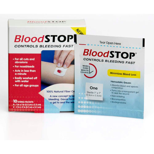 BloodSTOP® BS12 Hemostatic Matrix For External Wounds 4" x 4", 10/per box
