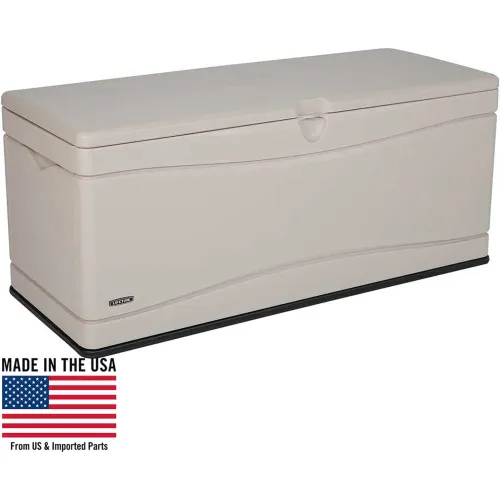 Lifetime 60040 Outdoor Deck Storage Box 130 Gallon, Sand w/Black