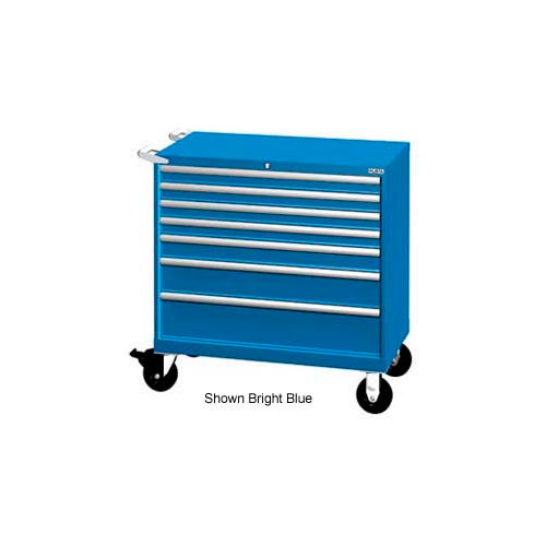 Lista 40-1/4&quot;W Mobile Cabinet, 7 Drawers, 94 Compart - Bright Blue, Master Keyed