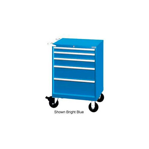 Lista 28-1/4&quot;W Mobile Cabinet, 5 Drawers, 44 Compart - Bright Blue, Master Keyed
